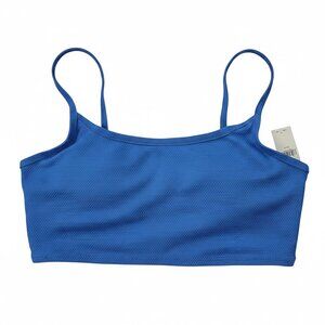 NWT Aerie Baja Blue Textured Honeycomb Scoop Neck Bikini Top Women’s Size M